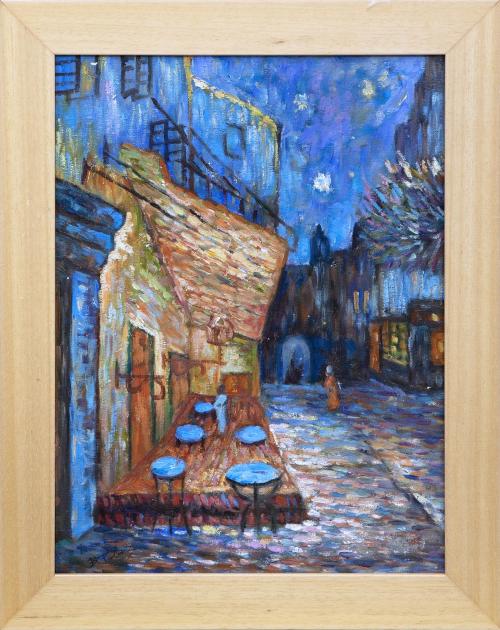 "TERRAZA DE CAFÉ POR LA NOCHE", COPIA DE LA OBRA ORIGINAL D