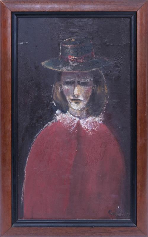 RETRATO DE PERSONAJE SOBRE FONDO OSCURO