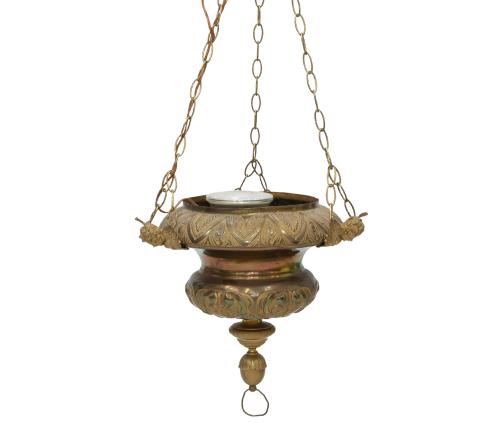 LÁMPARA COLGANTE EN LATÓN DORADO PARA IGLESIA, S.XIX