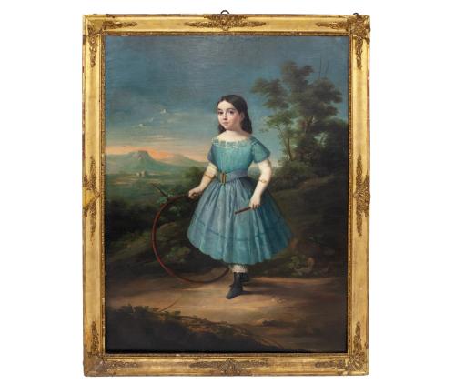 RETRATO NIÑA CON ARO, ESCUELA ITALIANA (1848)