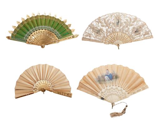 LOTE DE CUATRO ABANICOS. FRANCIA, FFSS. S. XIX