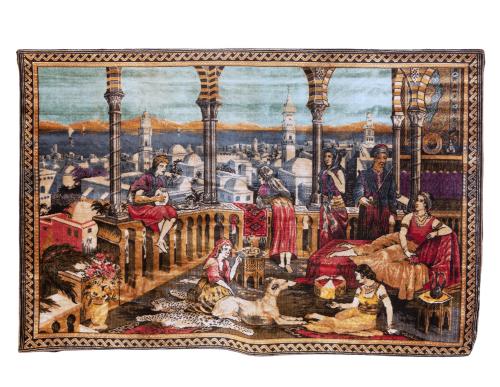 GRAN TAPIZ EN LANA "ESCENA ORIENTAL"