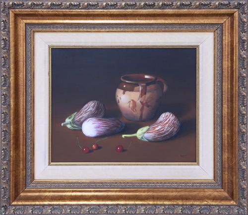 BODEGÓN DE BERENJENAS Y CEREZAS