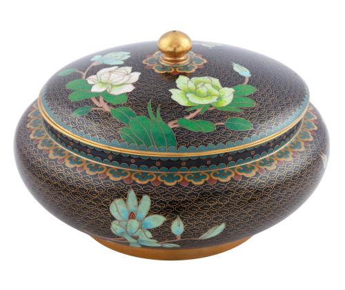 CUENCO CON TAPA EN ESMALTE CLOISSONÉ