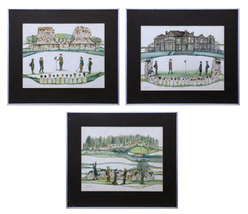 LOTE DE TRES GRABADOS "SERIE DE GOLF" (1981)