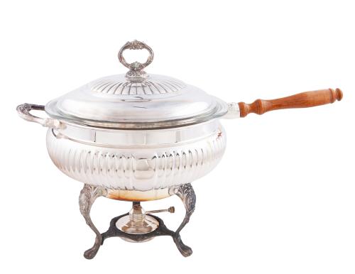 ANTIGUO CALENTADOR SHERIDAN EN METAL CON BAÑO DE PLATA