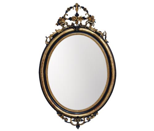 ESPEJO DE PARED EN MADERA DORADA Y NEGRA