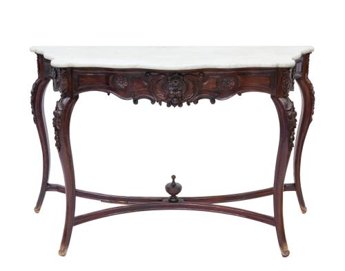 CONSOLA EN CAOBA Y MÁRMOL