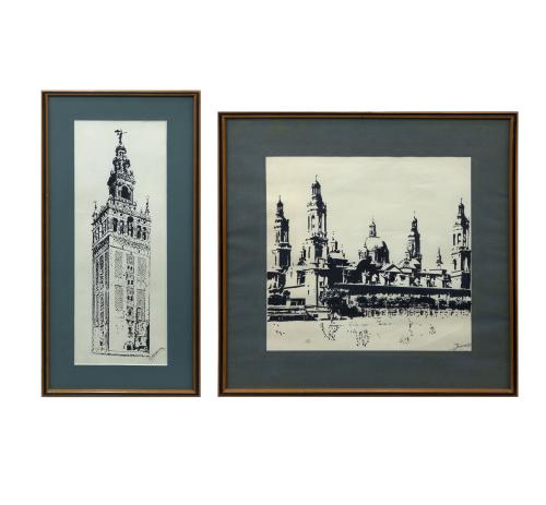 DOS VISTAS DE "LA GIRALDA" Y "BASÍLICA DEL PILAR"