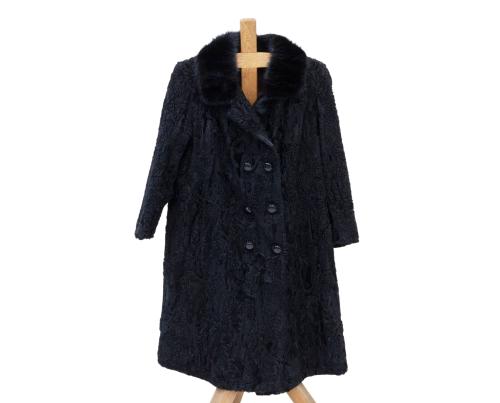 ABRIGO LARGO DE ASTRACÁN NEGRO Y ZORRO