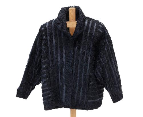 CHAQUETA DE ASTRACÁN Y CUERO NEGRO