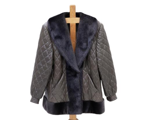 CHAQUETA EN CUERO GUATEADO Y VISÓN 