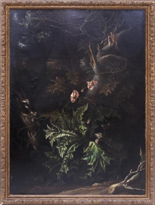 PAISAJE CON CARDOS Y CABRA