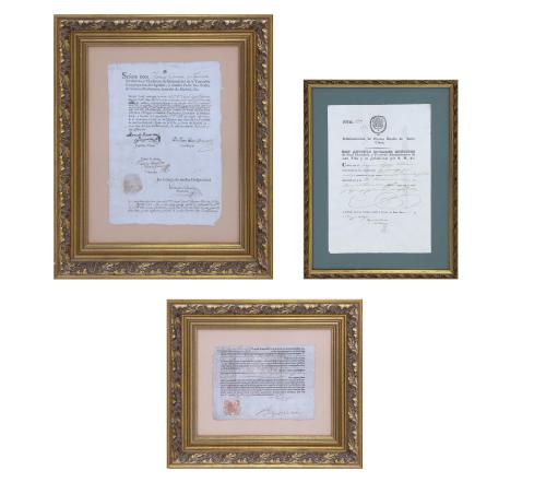LOTE DE TRES DOCUMENTOS ADMINISTRATIVOS (1771-1829)