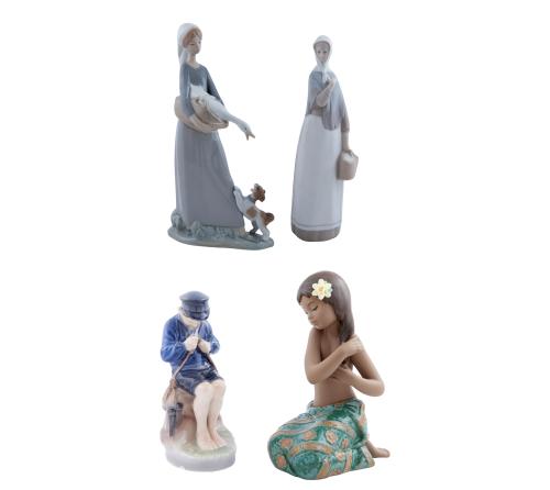 LOTE DE TRES FIGURAS DE LLADRÓ Y OTRA DANESA