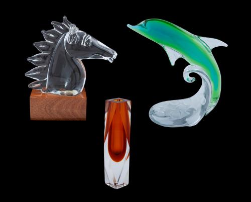 PAREJA DE TALLAS EN VIDRIO MARCA FM RONNEBY, SUECIA (S. XX)