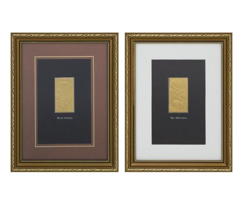 PAREJA DE ESTAMPACIONES EN FINA LÁMINA DE ORO CON LOS BUSTO