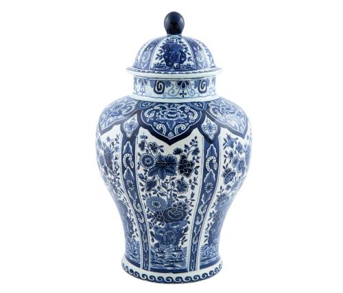 JARRÓN EN LOZA DE MOTIVOS FLORALES, DELT