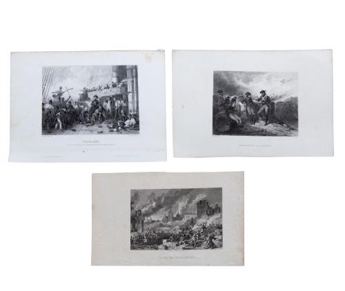 TRES GRABADOS DE BATALLAS DE NAPOLEÓN BONAPARTE