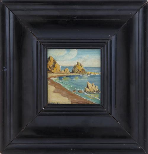 MARINA REPRESENTANDO UNA PLAYA DEL CANTÁBRICO. FIRMADO APEL