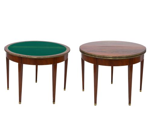 MESA DE JUEGO REDONDA PLEGABLE EN MADERA DE CAOBA