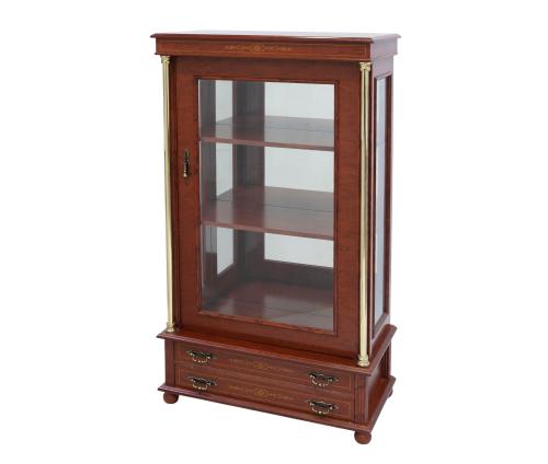 VITRINA VINTAGE EN MADERA, VIDRIO Y METAL DORADO