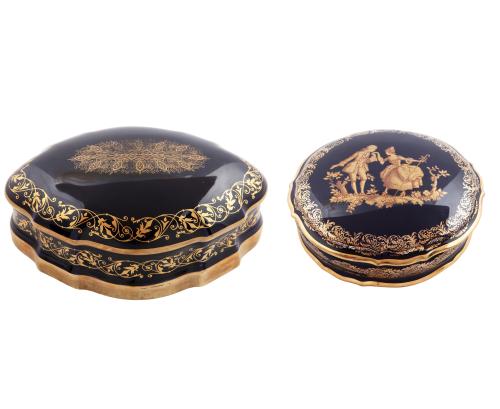 LOTE DE DOS CAJAS-JOYERO EN PORCELANA DE LIMOGES.