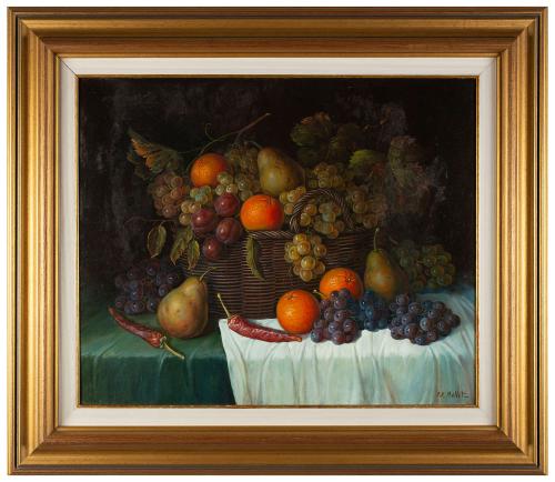 BODEGÓN CON FRUTAS Y GUINDILLAS, S.XX