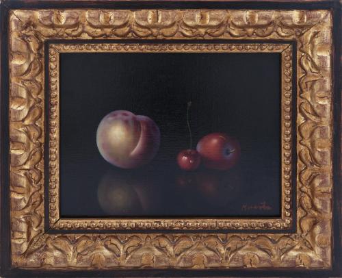 "BODEGÓN I: MELOCOTÓN, CEREZA Y MANZANA"