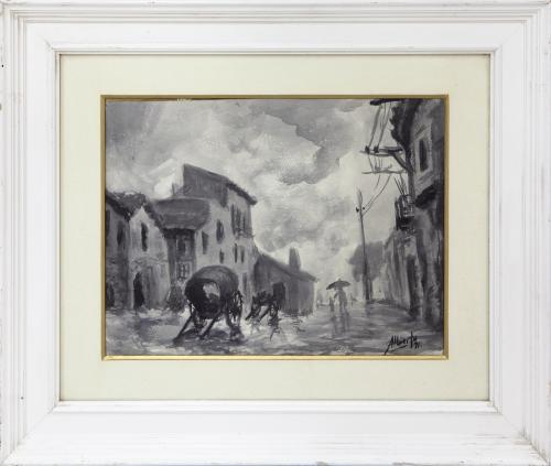 "ESCENA URBANA EN UN DIA LLUVIOSO" 1991