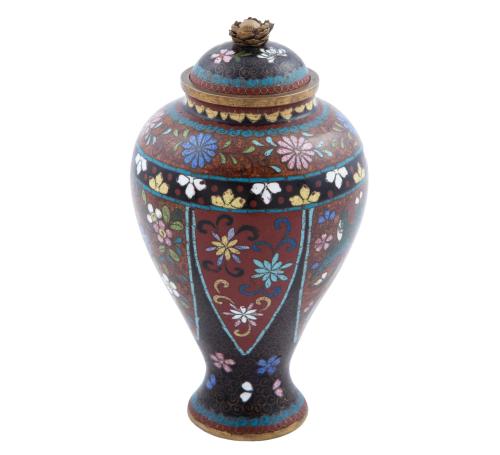 JARRÓN PEQUEÑO O TARRO JAPONÉS VINTAGE EN CLOISONNÉ DEL PER