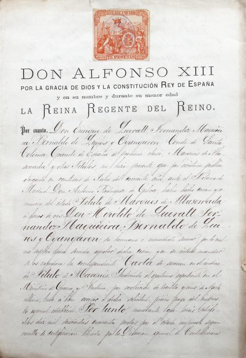 REAL CARTA DE SUCESIÓN DE 1890 (REINADO DE ALFONSO XIII)