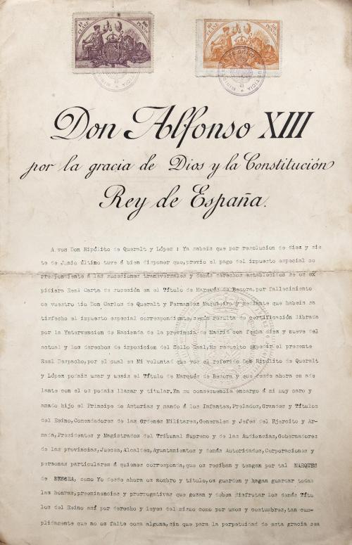 REAL CARTA DE SUCESIÓN DE 1910 (REINADO DE ALFONSO XIII)