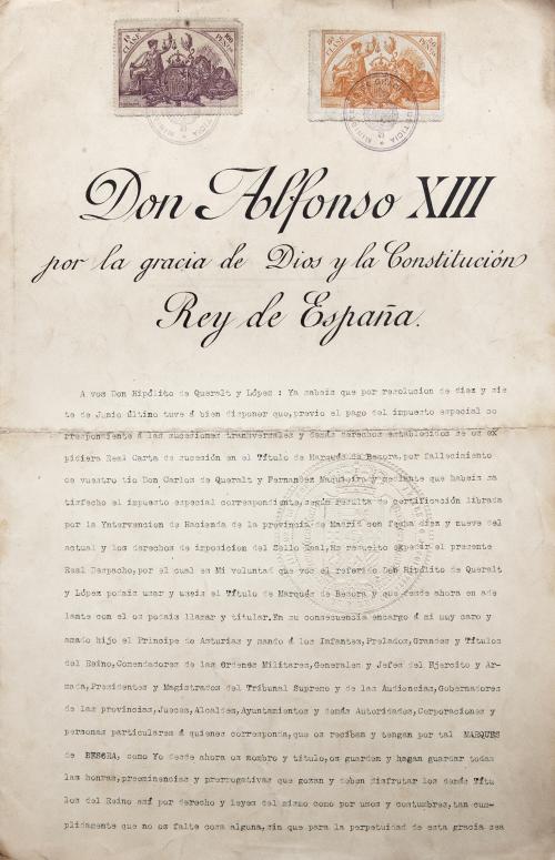 REAL CARTA DE SUCESIÓN DE 1910 (REINADO DE ALFONSO XIII)