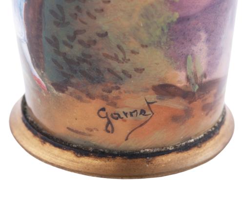 JARRÓN MINIATURA EN ESMALTE PINTADO A MANO SOBRE COBRE