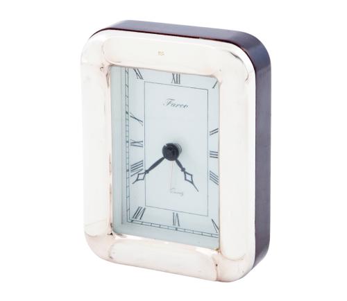 RELOJ DE SOBREMESA DE LA MARCA FARCO CON MARCO EN PLATA DE 